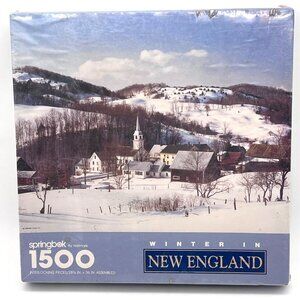 Springbok By Hallmark 1500 Piece Puzzle Winter In New England 28 3/4 x 36 Inches